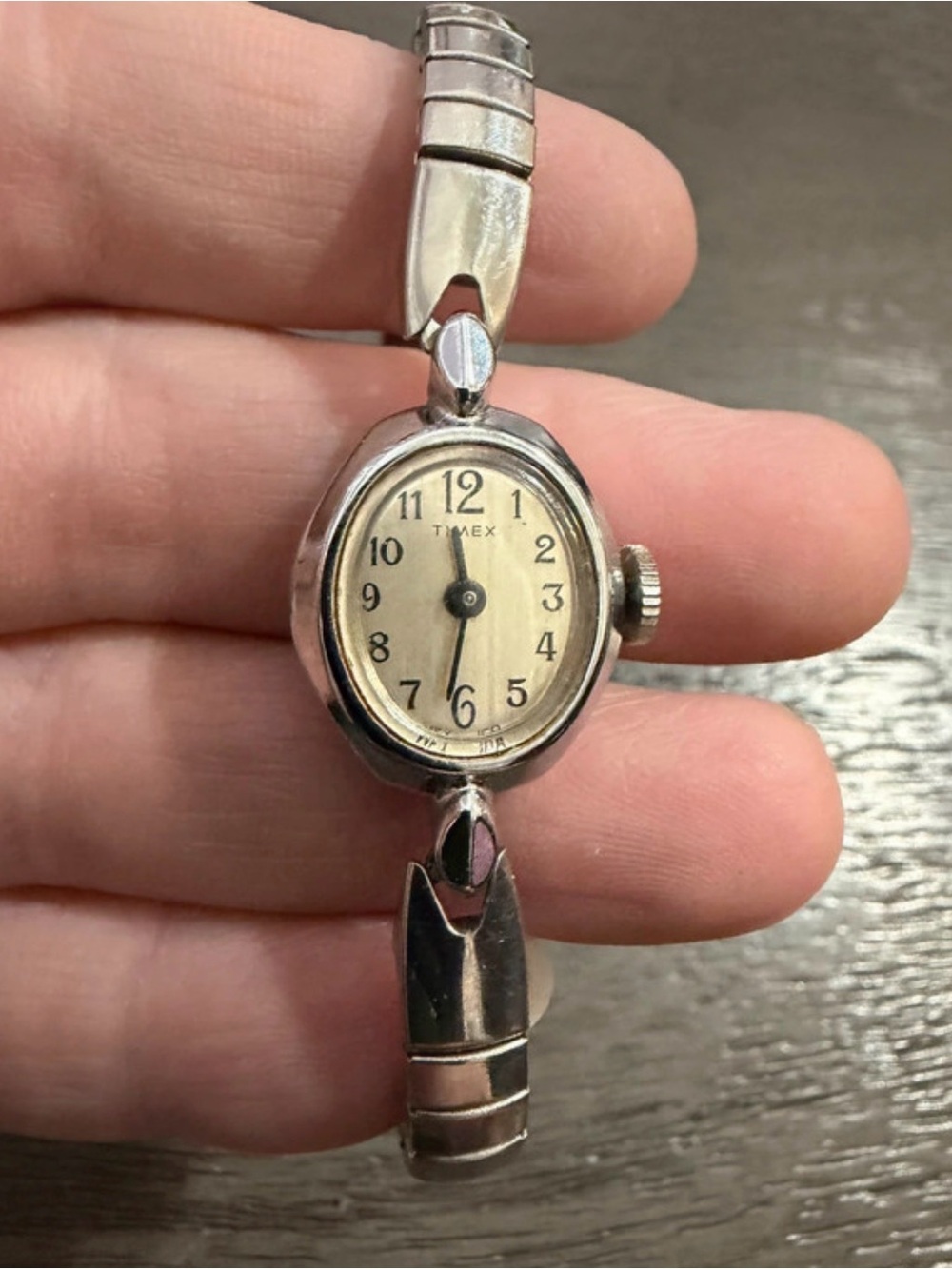 Timex Vintage Women’s Oval Manual Mechanical Silver Dial Bracelet Watch Working